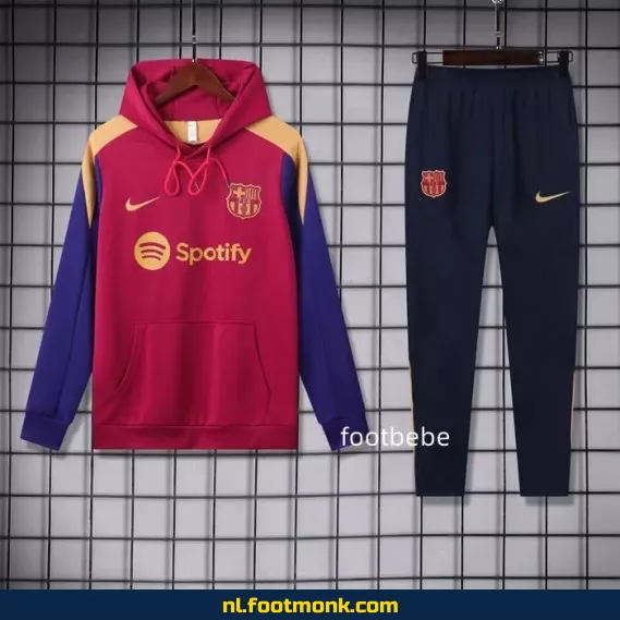 FC Barcelona Hoodie 2024-2025 – Rode Fan Sweat met Capuchon – Officieel Voetbalshirt