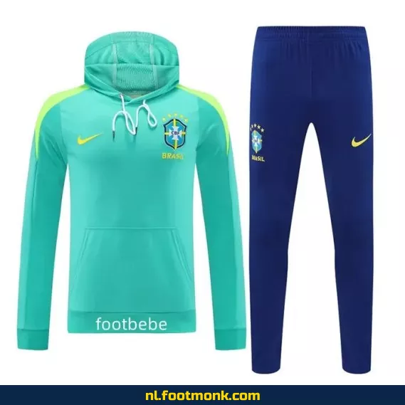 Brazilië 2024-2025 Fan Hoodie - Blauw Meer - Officieel Voetbalshirt met Capuchon - Heren/Dames