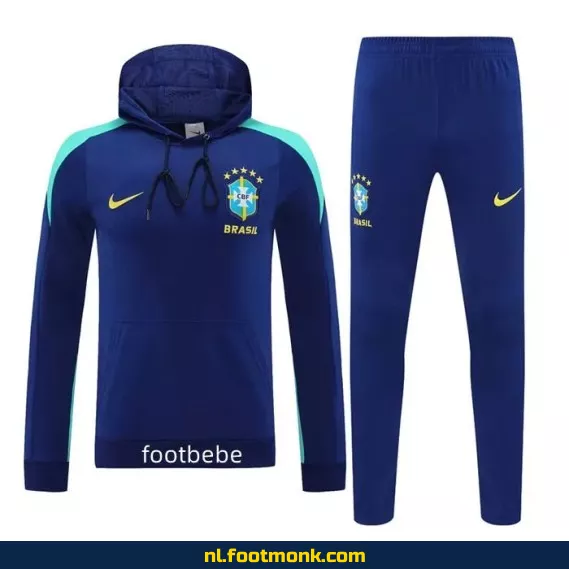 Brazilië 2024-2025 Blauw Voetbalshirt met Capuche – Officieel Fanwear | Personaliseerbaar
