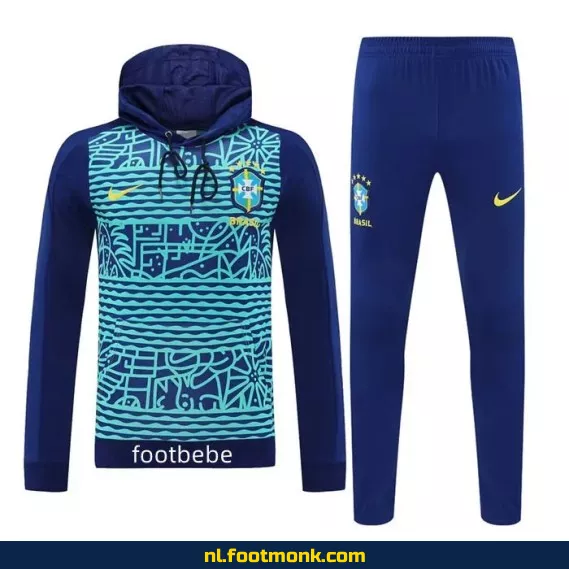 Brazilië 2024-2025 Camouflage Blauw Voetbalshirt met Capuche – Officieel Fanwear