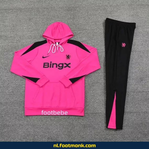 Chelsea FC 2024-2025 Fan Sweat met Capuche - Roze/Rood | Officieel Voetbalshirt | Personaliseerbaar | Dames & Heren