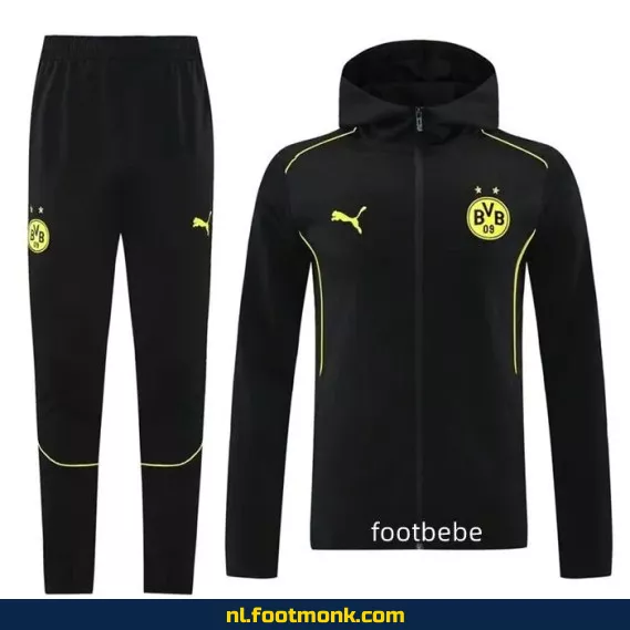 BVB Fan Sweat met Capuche Dortmund 2024-2025 - Zwart | Officieel Voetbalshirt | Heren & Dames | Personaliseerbaar