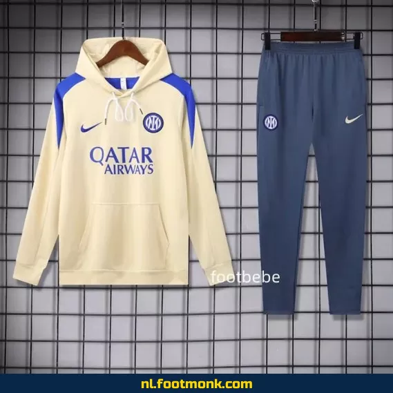 Inter Milan 2024-2025 Abrikoos Fan Hoodie – Officieel Voetbalshirt met Capuche voor Supporters – Heren & Dames
