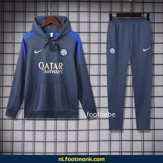 Inter Milan 2024-2025 Blauw Fan Sweat met Capuche – Officieel Voetbalshirt voor Supporters
