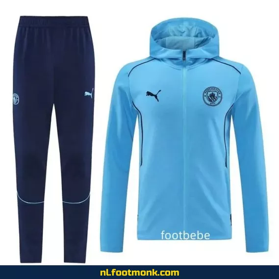 Manchester City 2024/2025 Blauw Fan Hoodie – Officieel Voetbalshirt met Capuche voor Supporters – Heren & Dames