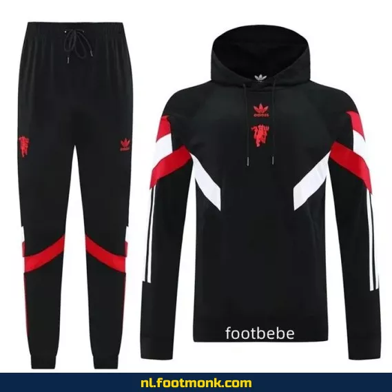 Manchester United 2024-2025 Zwart Trainingspak met Capuche – Officieel Voetbalshirt voor Supporters