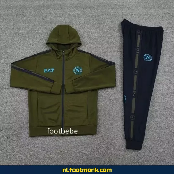 Napoli 2024-2025 Fan Hoodie - Groen leger - Officieel voetbalshirt met capuche - Supporterswear