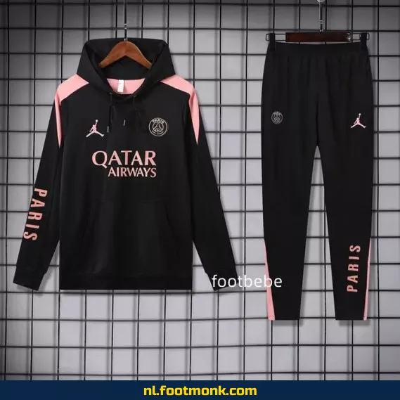 PSG Jordan 2024-2025 Zwart Sweatshirt met Capuche – Officieel Voetbalshirt voor Supporters
