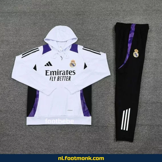 Real Madrid 2024-2025 Wit Fan Sweatshirt met Capuche – Officieel Voetbalshirt | Heren & Dames | Fanwear | Aanbieding