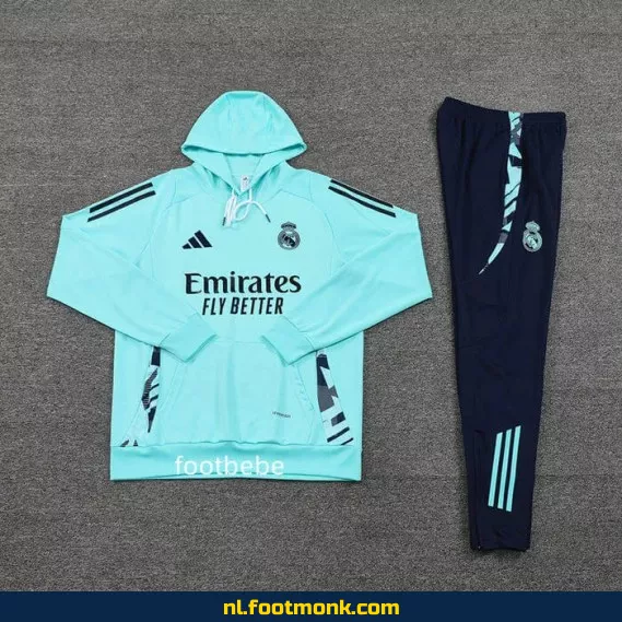 Real Madrid 2024/2025 Blauw Trainingspak met Capuche – Officieel Voetbalshirt voor Supporters