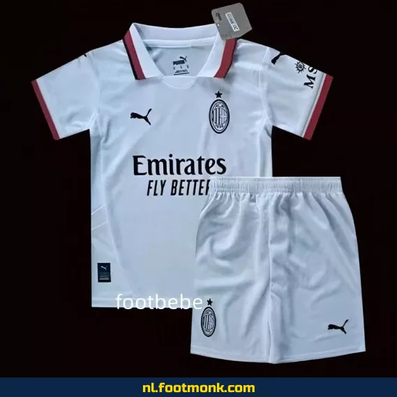 AC Milan Kinder Voetbalshirt 2024-2025 Uit Thuistenue – Wit | Officieel Voetbalshirt | Voetbalshirt Kinderen | Fanwear
