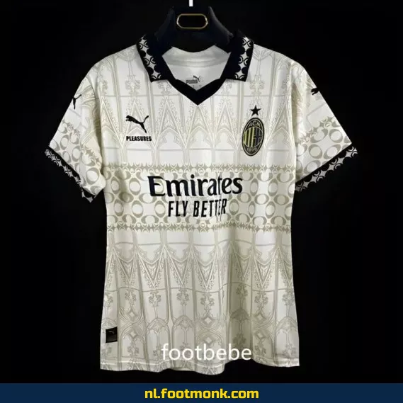 AC Milan Dames Voetbalshirt 2023-2024 Vierde Thuistenue – Blanc x PLEASURES | Officieel Voetbalshirt | Fanwear | Aanbieding