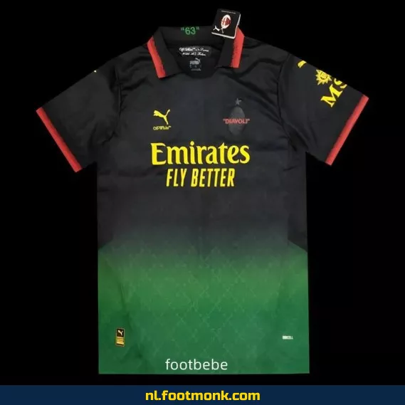 AC Milan OFFWHITE voetbalshirt 2025-2026 - Zwarte speciale editie | Officieel voetbalshirt | Heren & dames | Fanwear | Aanbieding