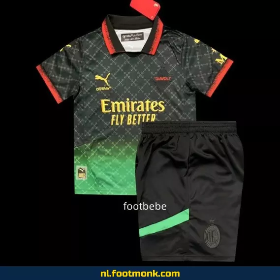 AC Milan OFFWHITE Voetbalshirt Kinderen 2025-2026 - Zwart | Officieel Voetbalshirt | Fanwear | Aanbieding