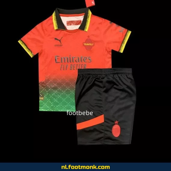 AC Milan OFFWHITE voetbalshirt voor kinderen 2025-2026 - rood | Officieel voetbalshirt | Voetbalshirt kopen | Fanwear | Aanbieding