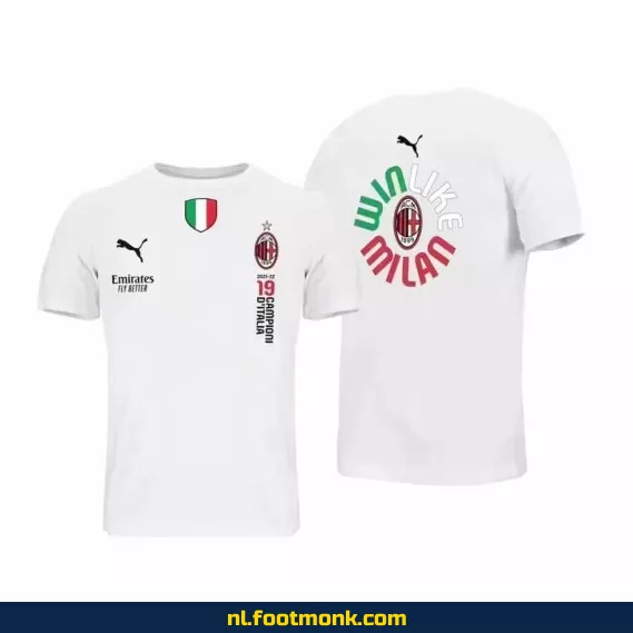 AC Milan Win Like 19 Champions Witte Voetbalshirt – Officieel Voetbalshirt voor Mannen en Vrouwen – Koop Nu Online