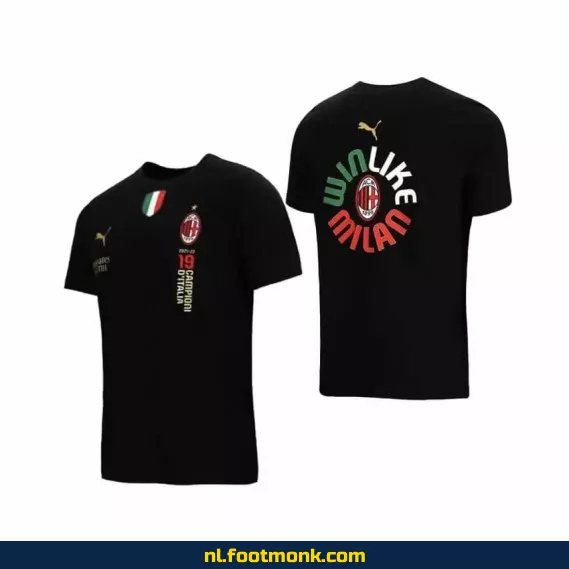 AC Milan Voetbalshirt Win Like 19 Champions - Zwart | Officieel Voetbalshirt | Heren & Dames | Fanwear | Aanbieding