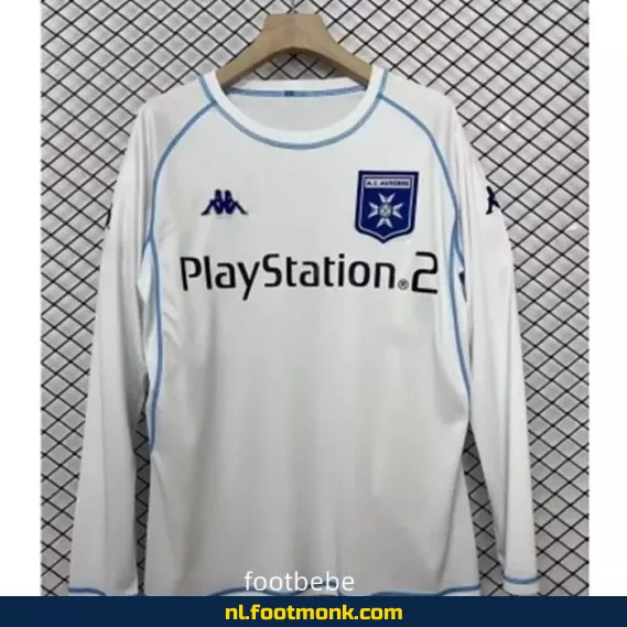 AJ Auxerre Vintage Voetbalshirt 2003-2004 - Wit Lange Mouwen - Officieel Retro Voetbalshirt