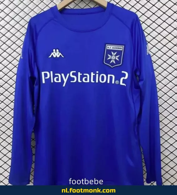 Retro AJ Auxerre Voetbalshirt Vintage 2003-2004 - Blauw Lange Mouwen - Officieel Voetbalshirt
