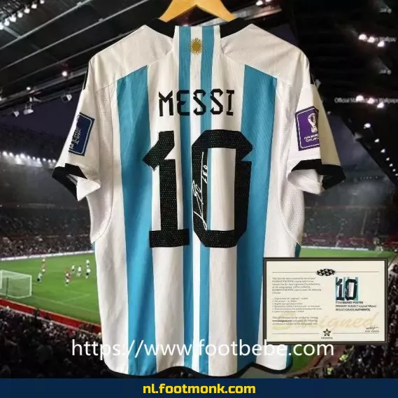 Argentinië Thuisshirt 2022 Met Handtekening van Messi – Officieel Voetbalshirt voor Dames & Heren | Koop Nu Online