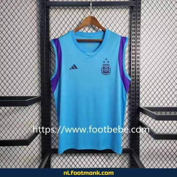 Argentijns Voetbalshirt 2023 – Blauw Pre-Match Shirt Zonder Mouwen – Officieel Voetbalshirt