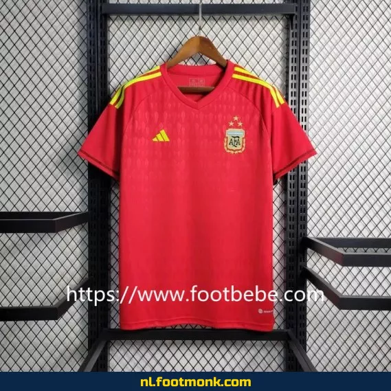 Argentijns voetbalshirt 3 sterren 2022-2023 - Rood keepersshirt - Officieel voetbaltenue - Fanwear aanbieding