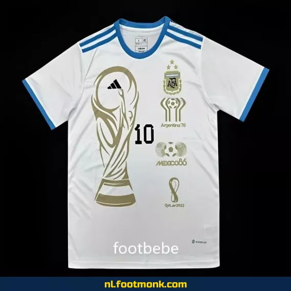 Argentinië 3-sterren voetbalshirt 2024 – Wit met rugnummer 10 – Officieel voetbaltenue – Heren