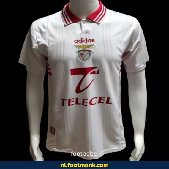 Retro Benfica Voetbalshirt Uit 1997-1999 - Witte Uit Shirt - Officieel Vintage Voetbalshirt
