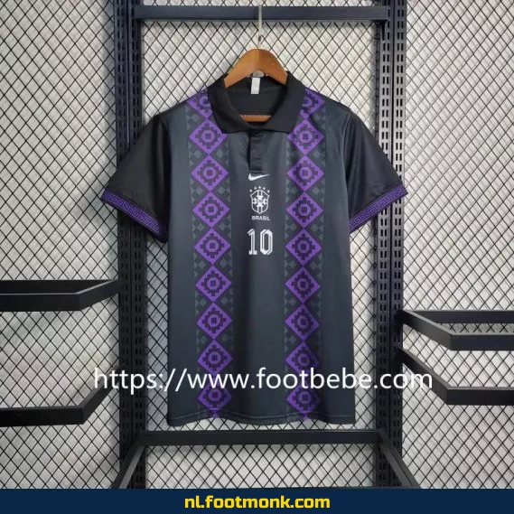Brazil 2023-2024 Zwart Polo Voetbalshirt – Officieel Voetbaltenue voor Supporters
