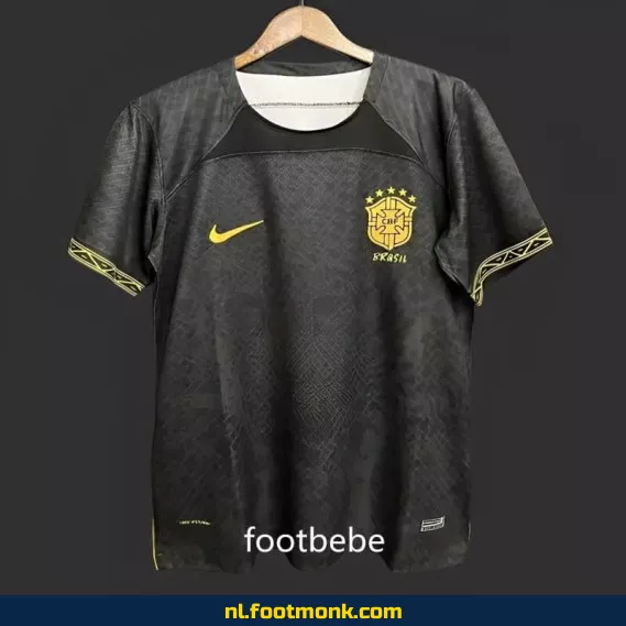 Brazilië 2023-2024 zwart trainingsvoetbalshirt – Officieel voetbaltenue voor heren en dames