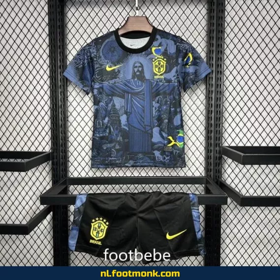 Voetbalshirt Kinderen Brazilië 2024 2025 Christ Rédempteur Blauw - Origineel en Goedkoop!