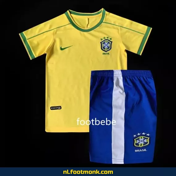 Retro Brazil Voetbalshirt Kinderen - Vintage 1998 Thuistenue - Officieel Voetbalshirt