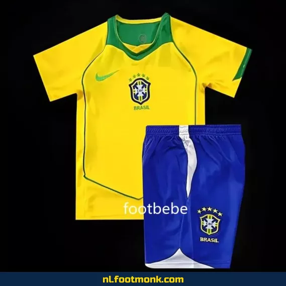 Retro Brazil Voetbalshirt Kinderen - Vintage 2004 Thuistenue - Officieel Voetbalshirt