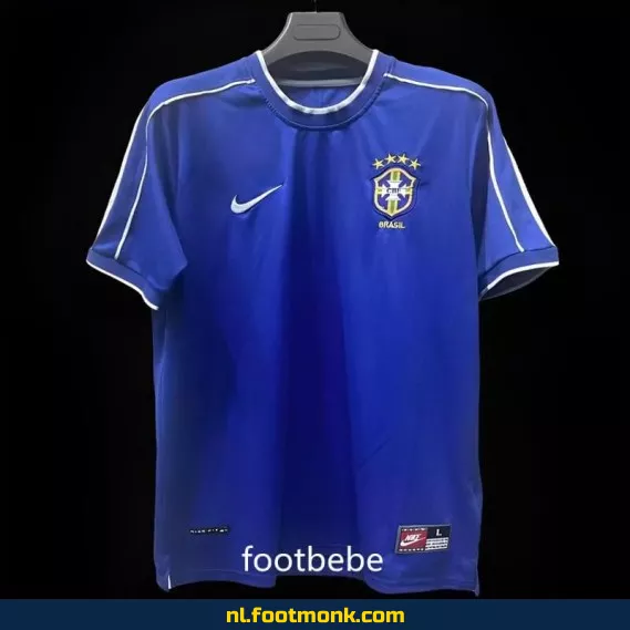 Brazilië Vintage Voetbalshirt 1998 - Blauw Uit Tenue - Officieel Retro Voetbaltenue - Authentiek Voetbalshirt