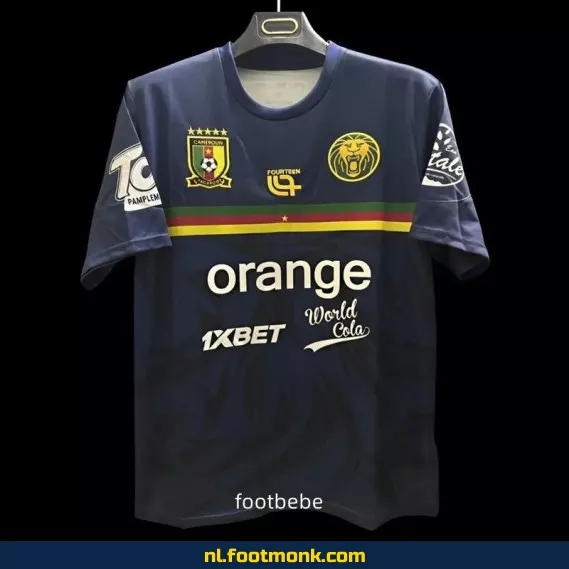 Officieel Cameroen voetbalshirt 2025-2026 - Trainingsshirt blauw - Voetbalshirt heren/dames/kinderen - Origineel voetbalshirt met optionele bedrukking