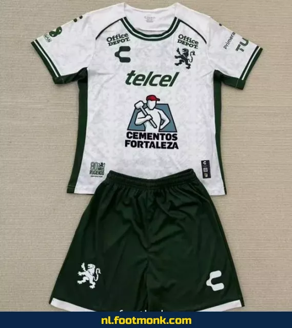 Club León F.C. Kinder Voetbalshirt 2025 - Wit | Officieel Voetbaltenue | Fanwear | Personaliseerbaar