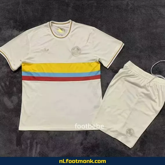 Colombia Voetbalshirt Kinderen 2024-2025 100 Jaar Wit – Officieel Voetbalshirt, Personaliseerbaar