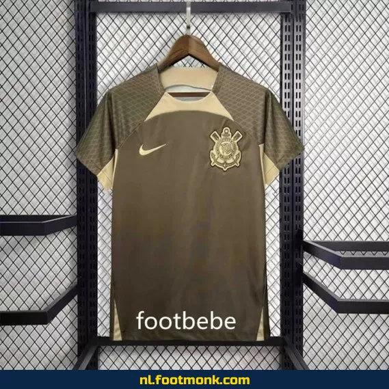 Corinthians Trainingsshirt 2024-2025 - Café Kleur | Officieel Voetbalshirt | Fanwear | Dames & Heren | Personaliseerbaar | Aanbieding