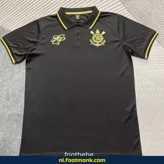 Corinthians 2025-2026 Zwart Polo Voetbalshirt – Officieel Fanwear | Voetbalshirt Dames/Heren | Aanbieding