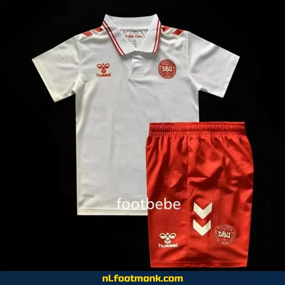 Denemarken Uit Thuisshirt Kinderen 2024-2025 – Wit Voetbalshirt | Officieel | Personaliseerbaar