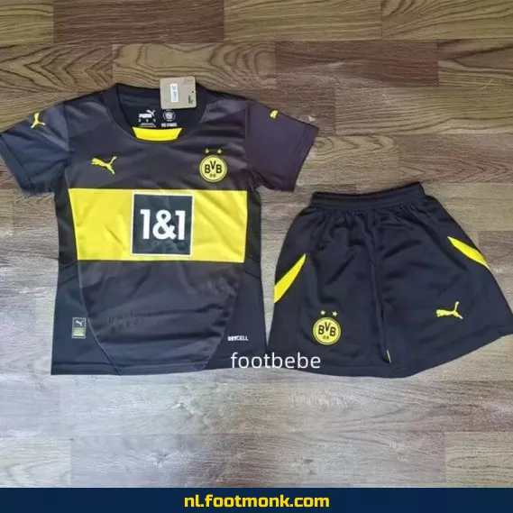 Borussia Dortmund Uit Thuisshirt Kinderen 2024-2025 - Zwart Voetbalshirt | Officieel | Personaliseerbaar | Snelle Levering