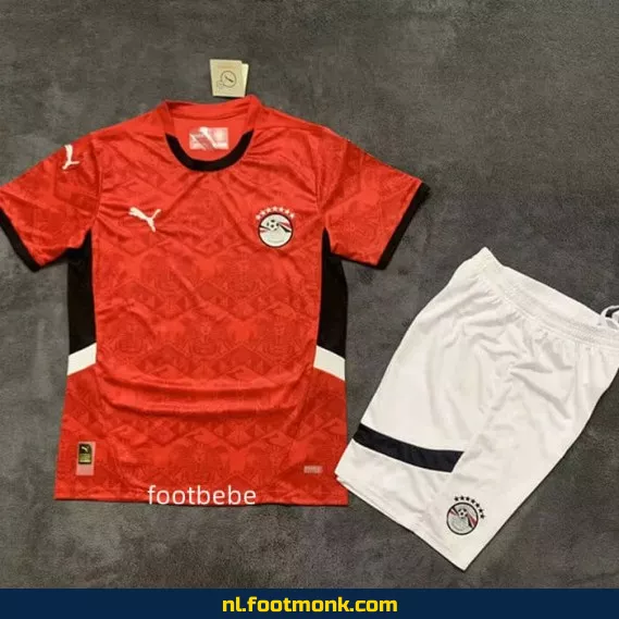 Egypte Thuisshirt Kinderen 2024-2025 – Rood Voetbalshirt | Officieel Fanwear | Personaliseerbaar