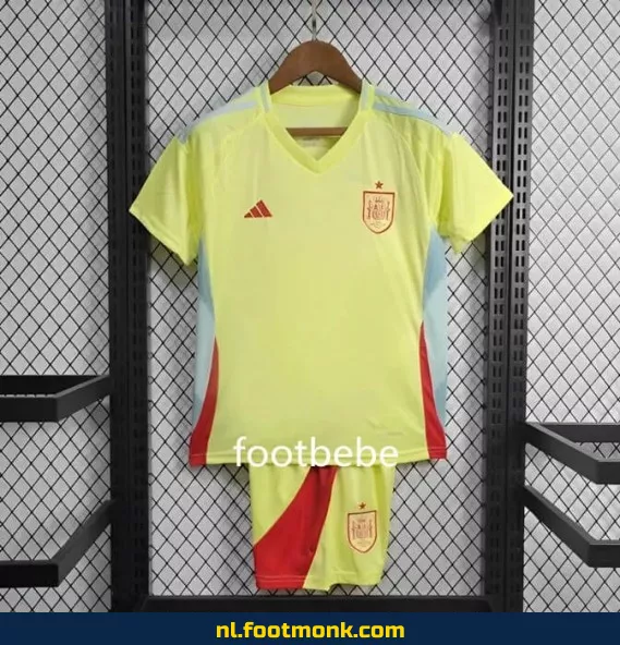 Spanje uit voetbalshirt kinderen 2024 – Geel officieel tenue – Voetbalshirt Euro 2024