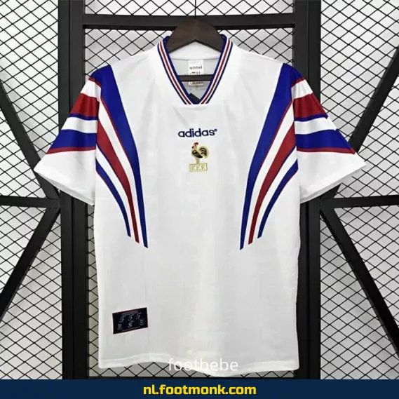 Frankrijk Vintage Voetbalshirt 1996 - Witte Uit Tenue - Officieel Retro Voetbaltenue