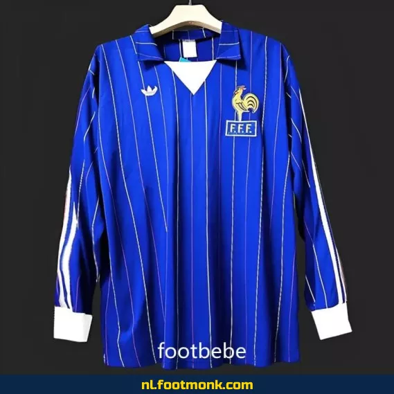 Retro Frans voetbalshirt 1980-1982 thuis lange mouwen - Vintage voetbalshirt aanbieding