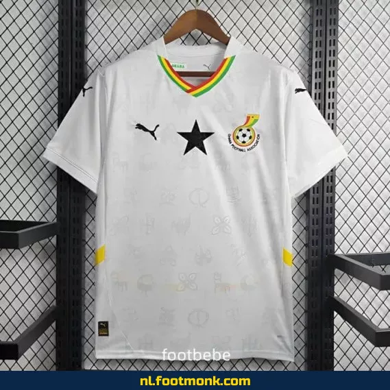 Voetbalshirt Ghana 2024/2025 Domicile Wit - Origineel, Bedrukbaar, Officiële Voetbalshirts voor Volwassenen en Kinderen