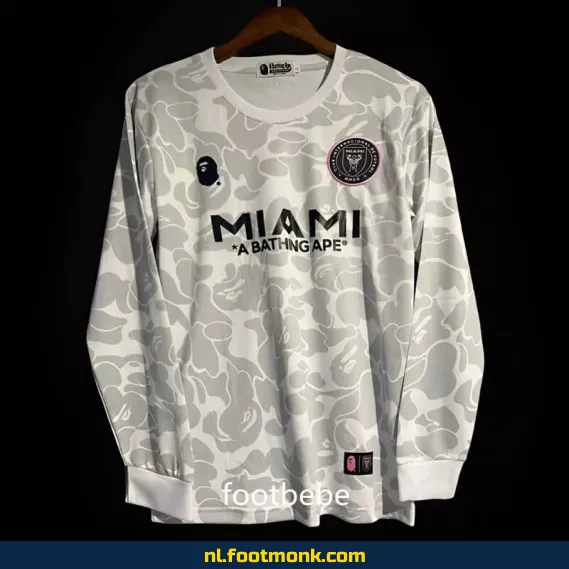 Inter Miami x BAPE Voetbalshirt 2023-2024 – Witte Lange Mouwen – Officieel Voetbalshirt
