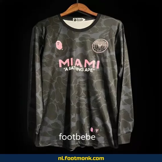 Inter Miami x BAPE voetbalshirt 2023/2024 - Zwarte long sleeves - Officieel voetbalshirt voor heren - Exclusieve supporterwear