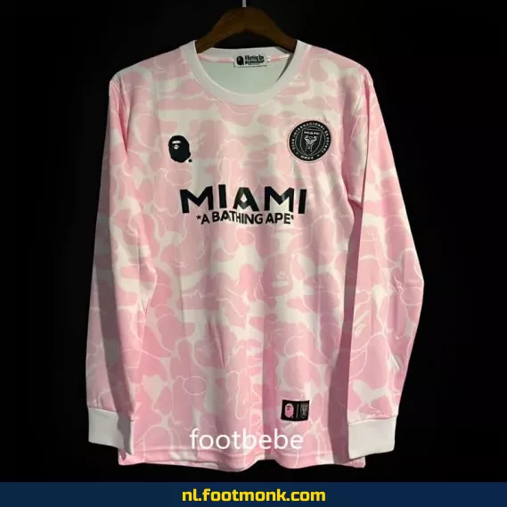 Inter Miami x BAPE voetbalshirt 2023/2024 - Roze lange mouwen - Officieel voetbalshirt voor heren - Exclusieve fanwear
