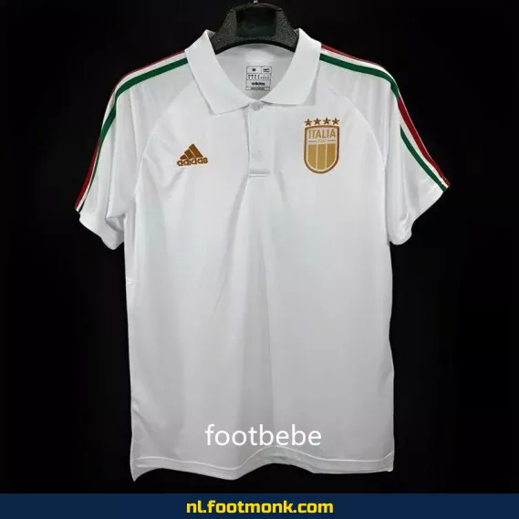 Italië 2023-2024 Wit Polo Voetbalshirt – Officieel Thuistenue